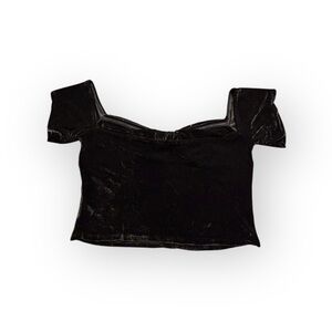 Sincerely Jules Velvet Off Shoulder Crop Top Black Size XL NWT